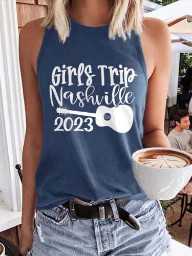 Retro 2023 Girls Trip Nashville Country Music Guitar Print Tank Top