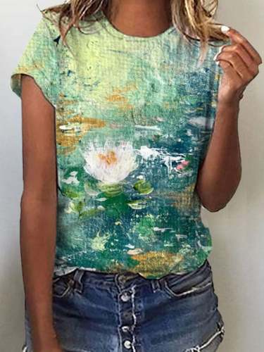 Oil Painting Floral Print T-Shirt