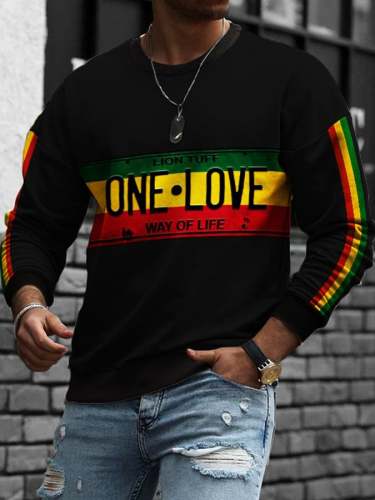 Men's Vintage One Love Striped Sweatshirt