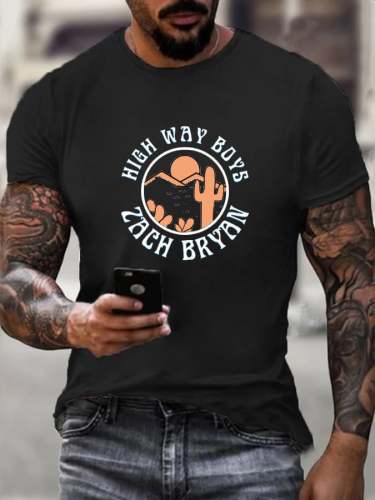 Men's High way boys, Zach Bryan Printed Crewneck T-Shirt