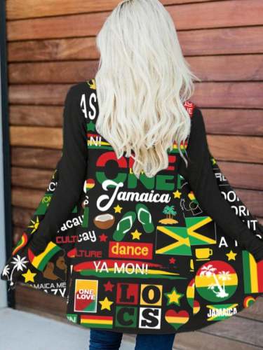 Reggae Lover Rasta Striped Graffiti Cardigan