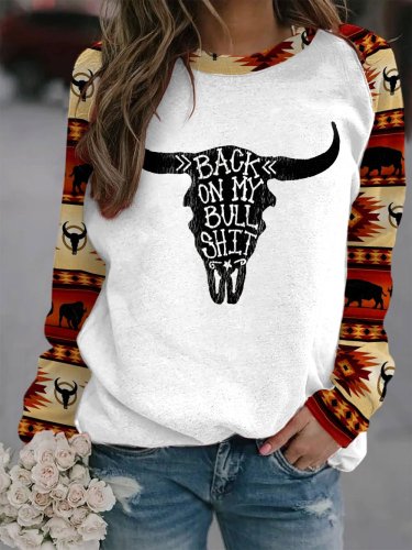 Women's Back On My Bullshit Western Print Sweatshirt