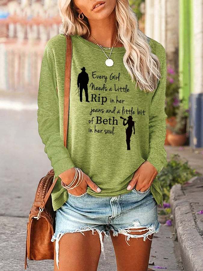 Women's  Every Girl Needs a Little Rip Beth Print Sweatshirt