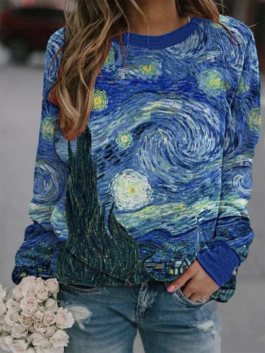 Women's Vincent Van Gogh Starry Night Painting Casual Sweatshirt