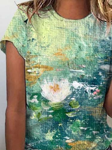 Oil Painting Floral Print T-Shirt