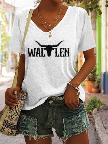 Women's When Life Gets Hardy & Your Backs Against The Wallen Keep Jelly Rollin Print V Neck Loose Casual Short Sleeve T-Shirt