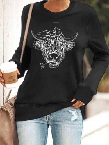 Women's Cute Cow Print Sweatshirt