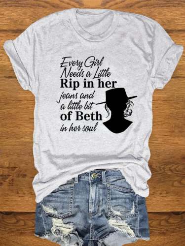 Women's CasualBeth In Her Soul Printed Short Sleeved T-shirt