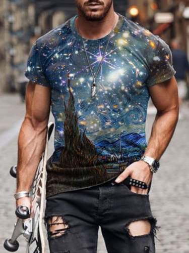 Classic Painting Space Full Color Cosmic Print Men's T-Shirt