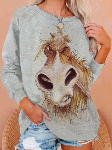 Women's Funny Animal Horse Print Sweatshirt