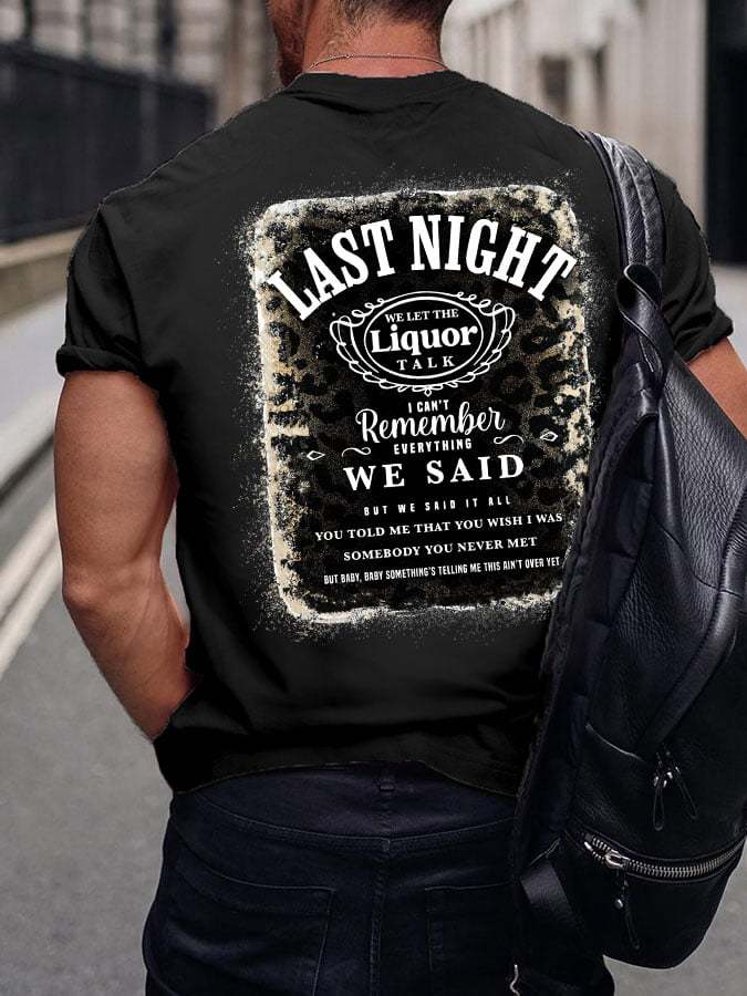 Men's Wallen Last Night We Let The Liquor Talk Western Print Short Sleeve T-Shirt