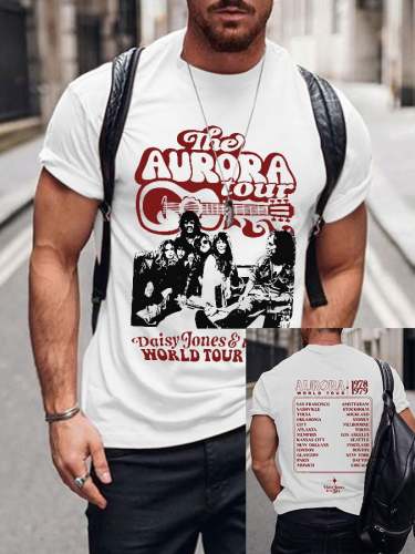Men's Retro Music Print Casual T-Shirt