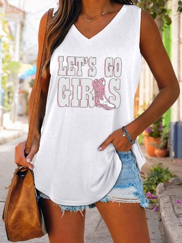 Women's Shania Let's Go Girls Nashville Country Music Print Casual Tank Top