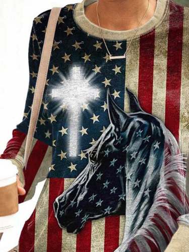 Faith Patriotic Horse Print Sweatshirt