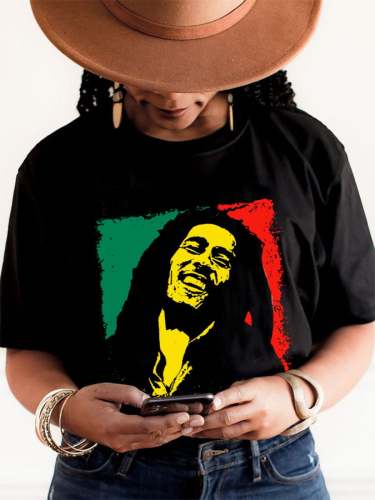 Retro Reggae Marley Print Tank Top