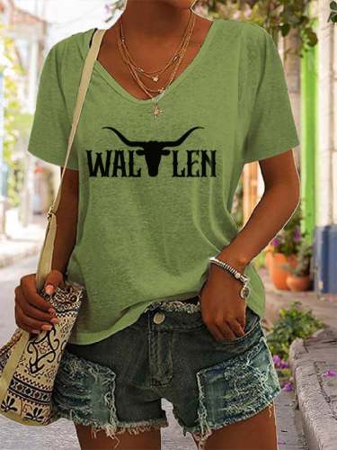 Women's When Life Gets Hardy & Your Backs Against The Wallen Keep Jelly Rollin Print V Neck Loose Casual Short Sleeve T-Shirt