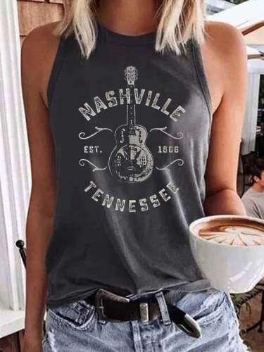 Women's Vintage Country Music Nashville Music City Print Vest