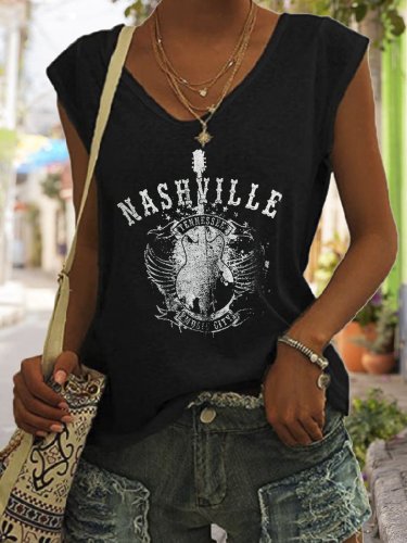 Women's Nashville Country Music Western Cowgirl Sleeveless T-Shirt