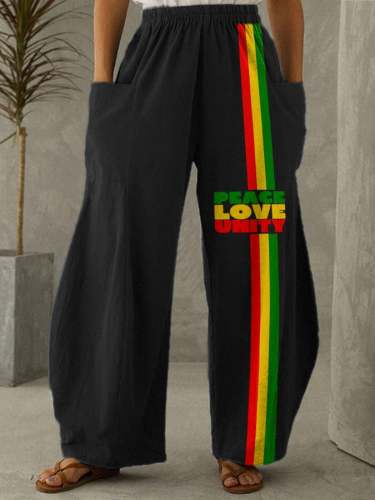 Women's Reggae Print Wide Leg Pants