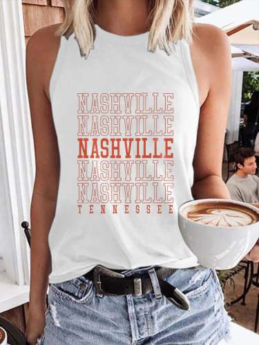 Retro Nashville Tennessee Print Tank Top