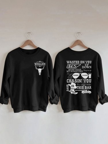 Women's Wallen Wasted On You Shirt Country Music Print Sweatshirt