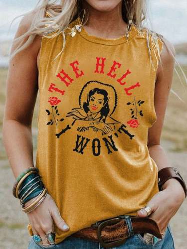 Women's The Hell I Won't  Lettered Western Style Casual Vest