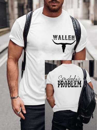 Men's Wallen Somebody's Problem Print Short Sleeve T-Shirt