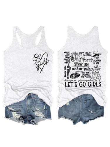 Women's Shania Let's Go Girls Nashville Country Music Print Vest