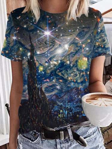 Jupiter Oil Painting Space Image Print T-Shirt