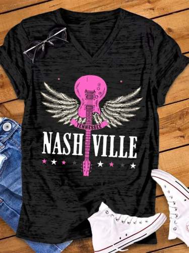 Women's Nashville Tennessee Music Party Girls Trip Casual V-Neck Tee
