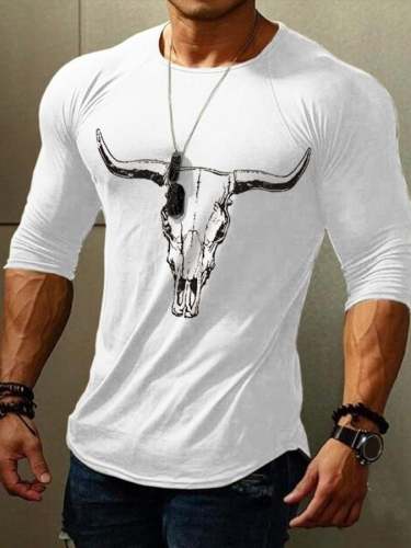 Boho Cow Skull Print MEN'S T-SHIRTS