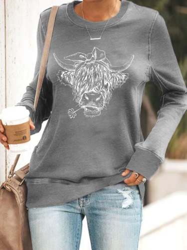 Women's Cute Cow Print Sweatshirt