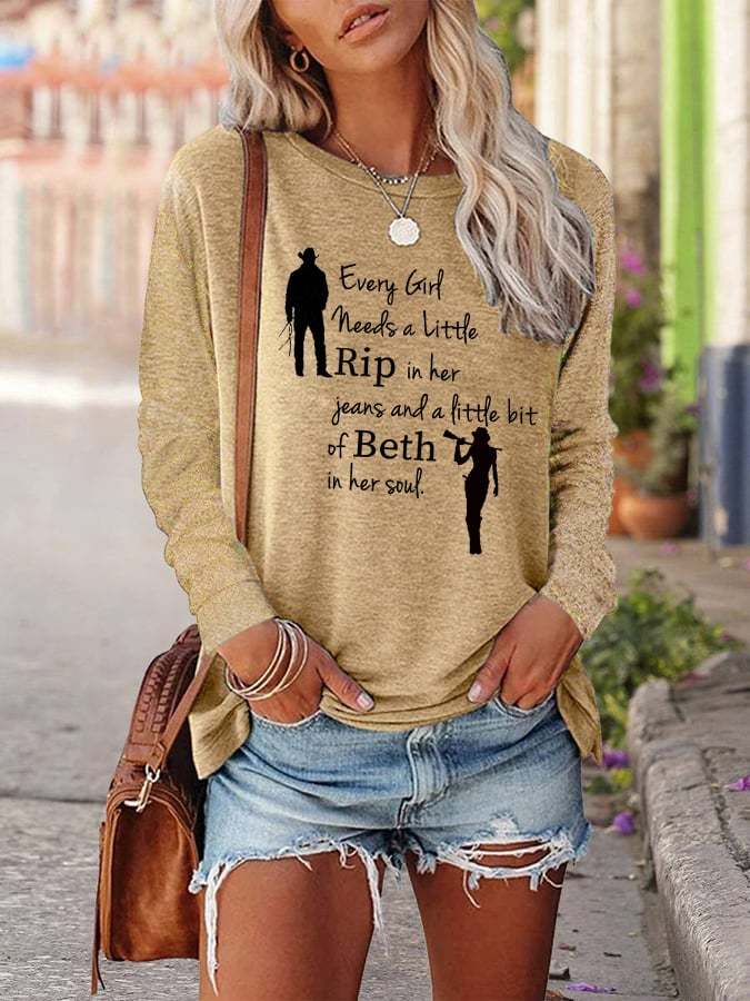 Women's  Every Girl Needs a Little Rip Beth Print Sweatshirt