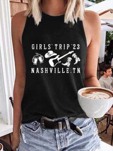 Retro Girls' Trip '23 Nashville Print Tank Top