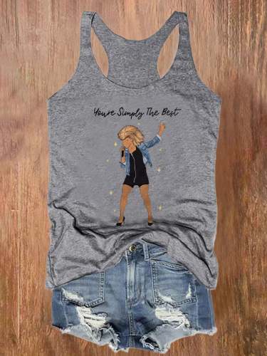 Retro Rock Queen You're Simply The Best Print Tank Top