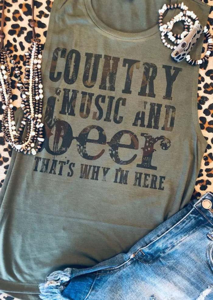 Women's Country Music And Beer Lettered Western Style Casual Vest