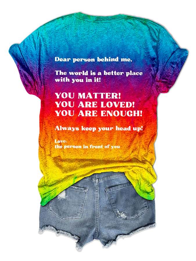 Women's You Matter,Dear Person Behind Me  Print V-Neck T-Shirt