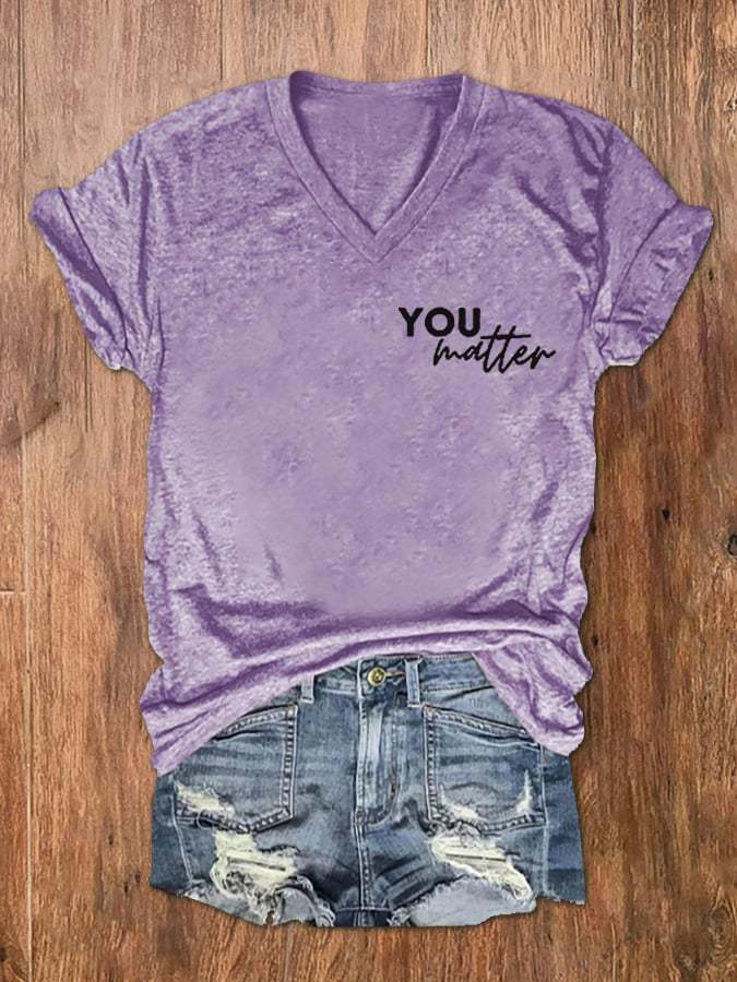 Women's You Matter You Are Amazing Beautiful And Enough Print V-Neck T-Shirt