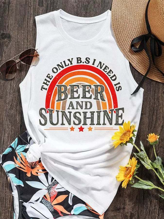 Women's The Only B.S I Need Is Beer And Sunshine Rainbow Tank Top