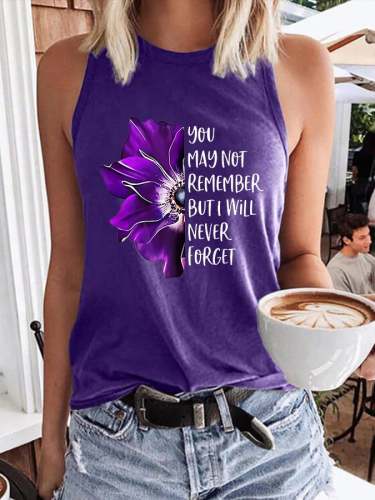 Women's You May Not Remember But I Will Never Forget Print Casual Tank Top