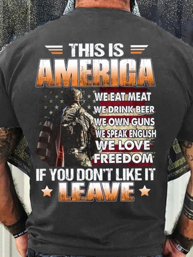 Men's Cotton This Is America If You Don't Like It Leave T-Shirt