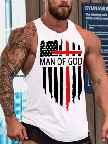 Hot Sale Men's Man Of God America Flag Tank Top