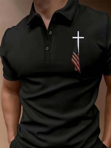 Men's Short Sleeve Casual Printed POLO Shirt
