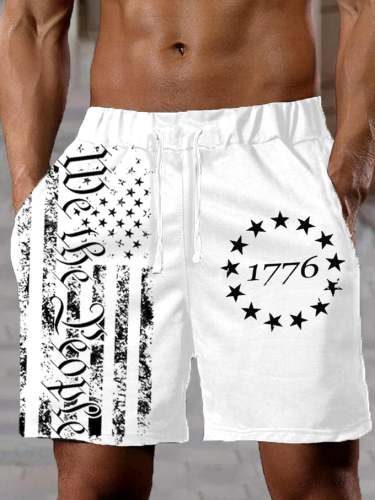 Men's Independence Day 1776 Flag Print Track Shorts