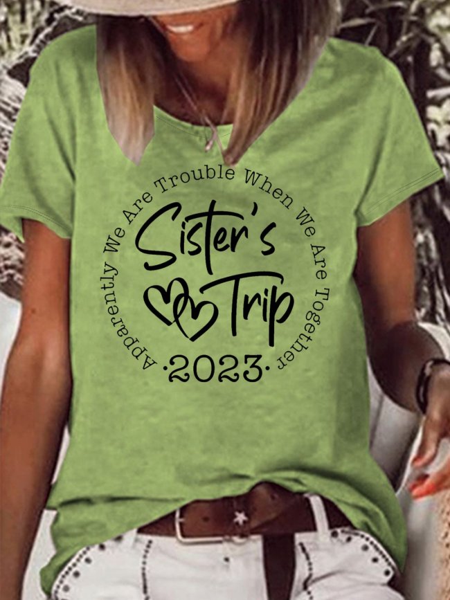 Women's Sister Trip 2023 Casual Crew Neck T-Shirt