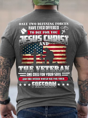 Men God Jesus Christ Die For Your Soul Veterans For Your Vintage Cotton T-Shirt