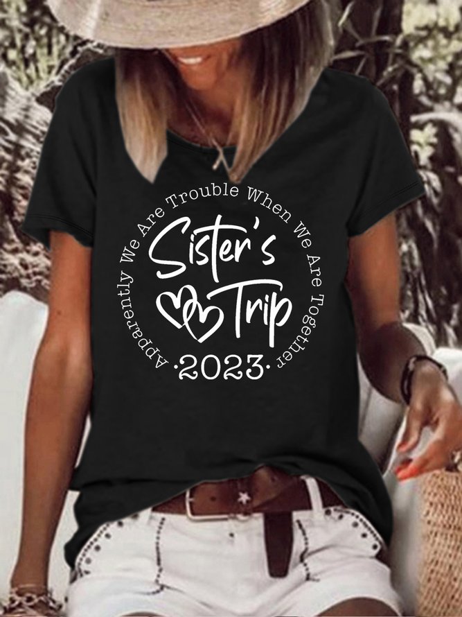 Women's Sister Trip 2023 Casual Crew Neck T-Shirt