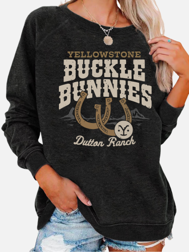 Women Y Stone Dutton Ranch Buckle Bunnie For Y Stone Fans Long Sleeve  Women Vintage  Sweatshirt