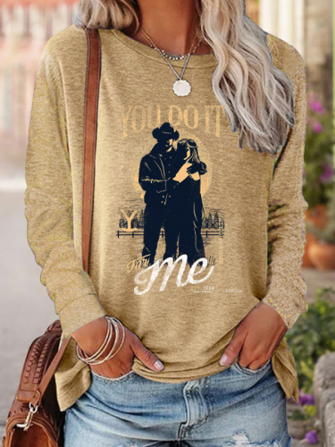 Women's Rip & Beth Dutton You Do It For Me For Dutton Ranch Lover Crew Neck  Long Sleeve Shirt