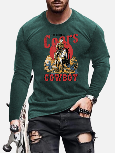 Men's Cowboy Shirt Coors Cowboy Long Sleeve Tee For Western Cowboy Fans